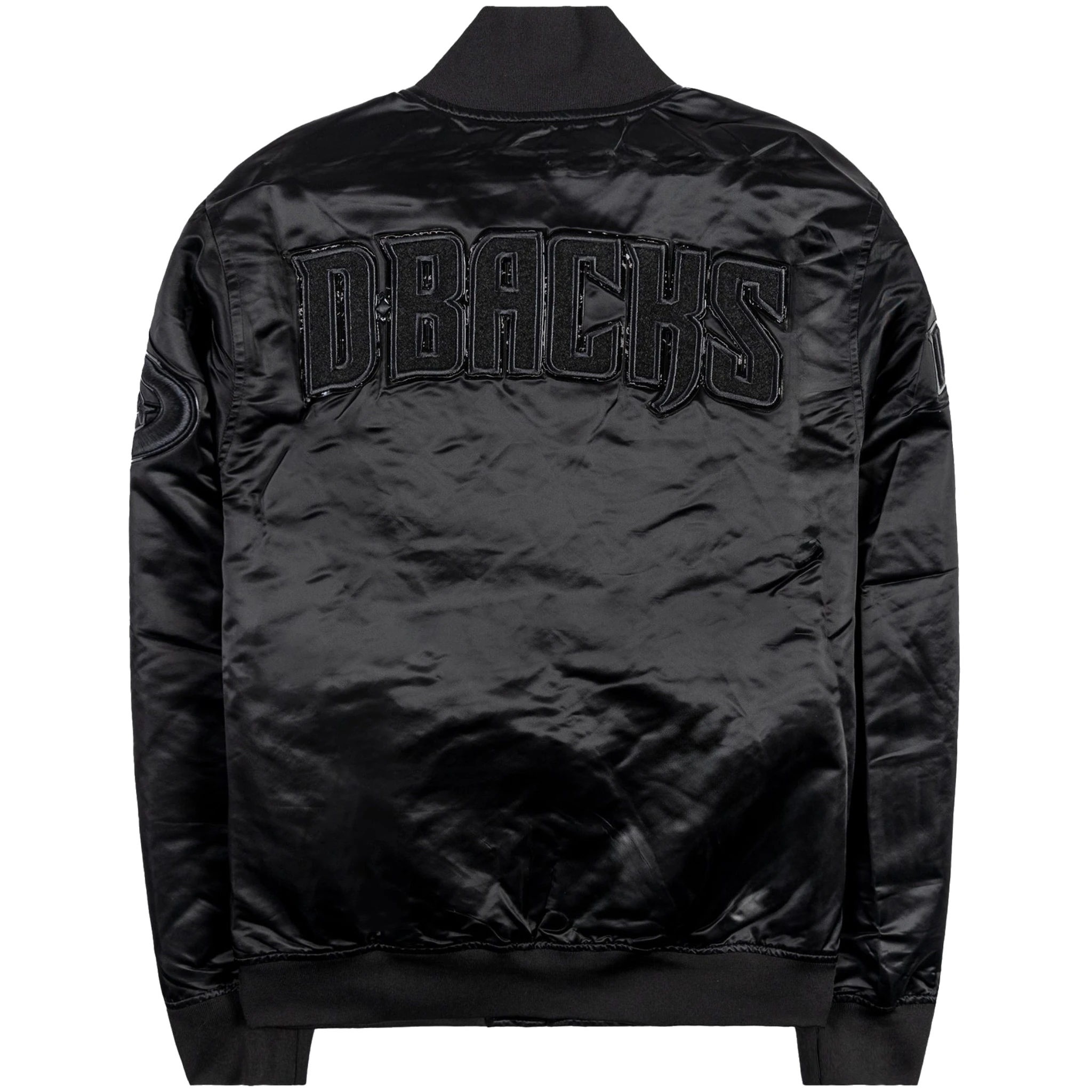Arizona-Diamondbacks-Pro-Standard-Triple-Black-Full-Snap-Satin-Varsity-Jacket-leather moto 2