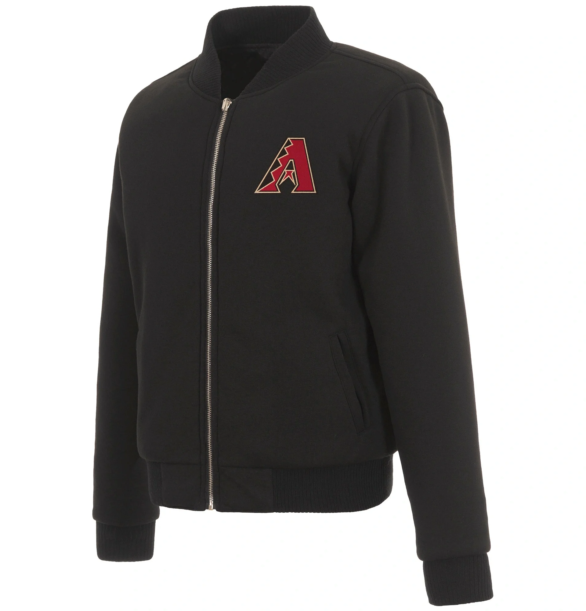 Arizona-Diamondbacks-Reversible-Fleece-Black-Varsity-Jacket-leather moto 1