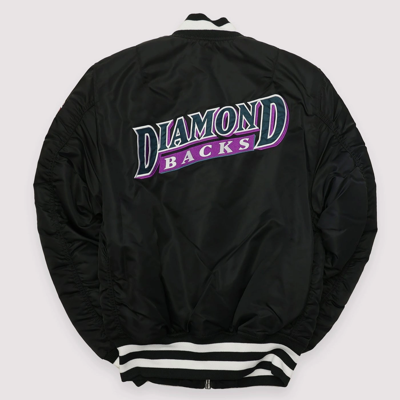 Arizona-Diamondbacks-Reversible-Full-Zip-Black-Bomber-Varsity-Jacket-leather moto 2