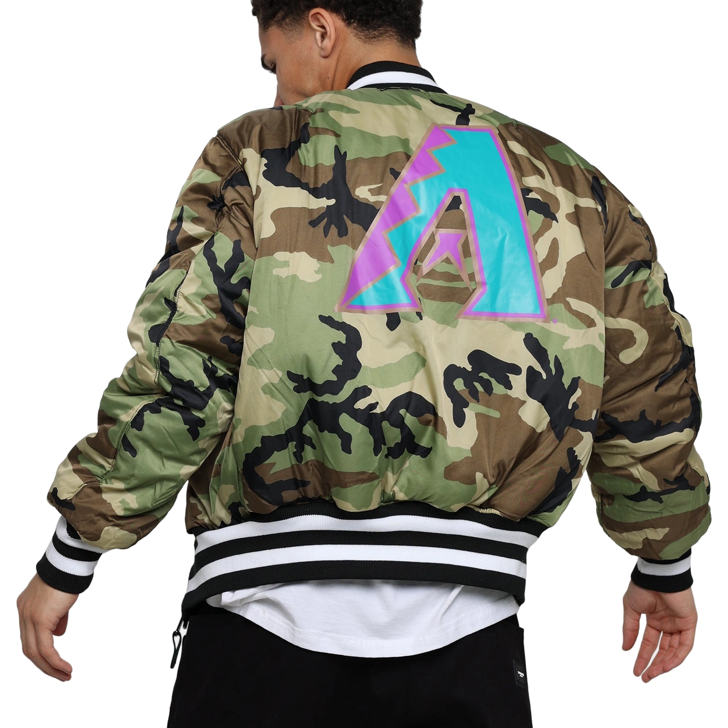Arizona-Diamondbacks-Reversible-Full-Zip-Bomber-Black-Varsity-Jacket-leather moto 5