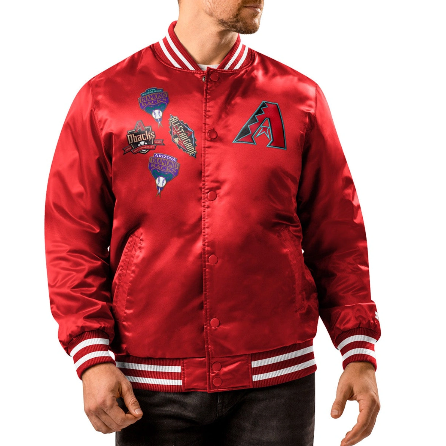 Arizona-Diamondbacks-Starter-Full-Snap-Red-Satin-Varsity-Jacket-leather moto1