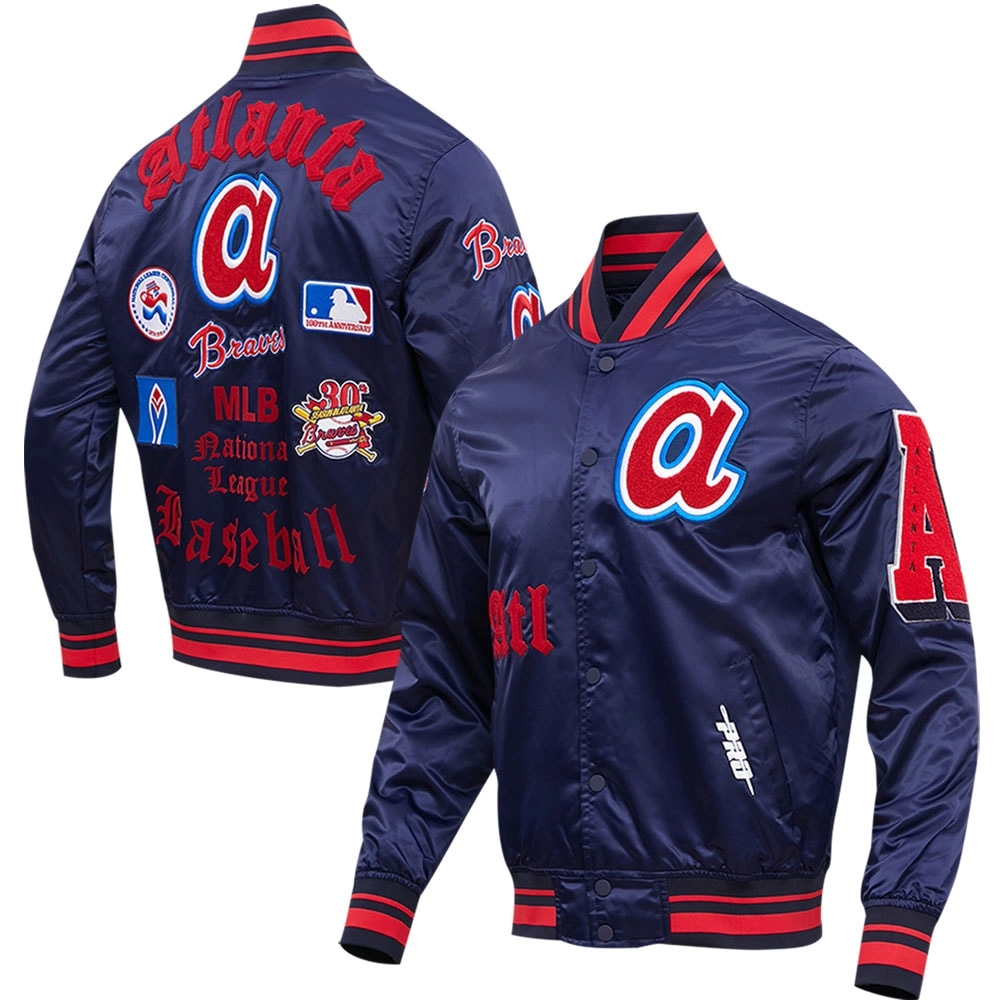 Atlanta-Braves-Pro-Standard-Old-English-Full-Snap-Satin-Varsity-Jacket-leather moto3