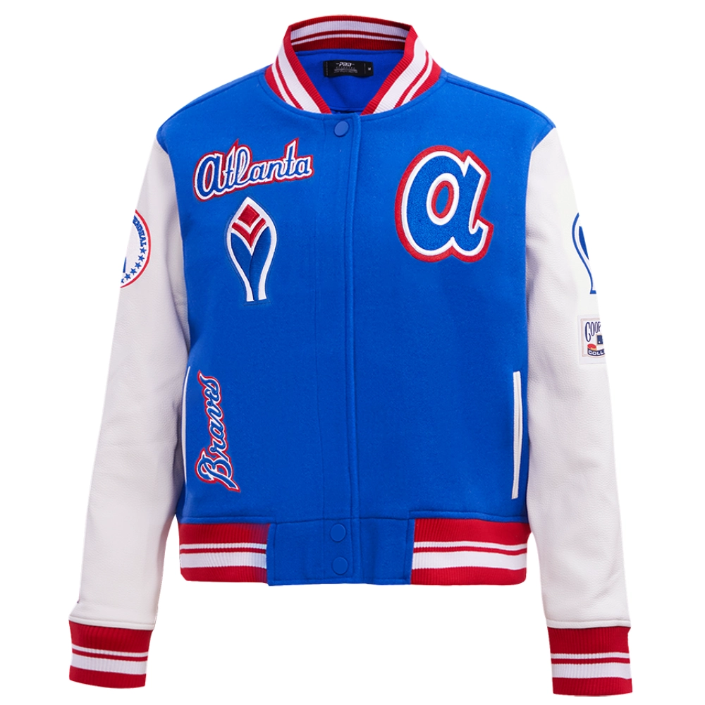Atlanta-Braves-Pro-Standard-Womens-Wool-Leather-Varsity-Jacket-leather moto 1