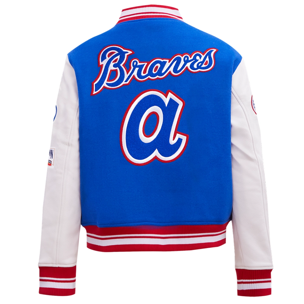 Atlanta-Braves-Pro-Standard-Womens-Wool-Leather-Varsity-Jacket-leather moto 2