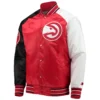 Atlanta Hawks Satin  Ribbed Knitted Varsity Jacket Tri Color