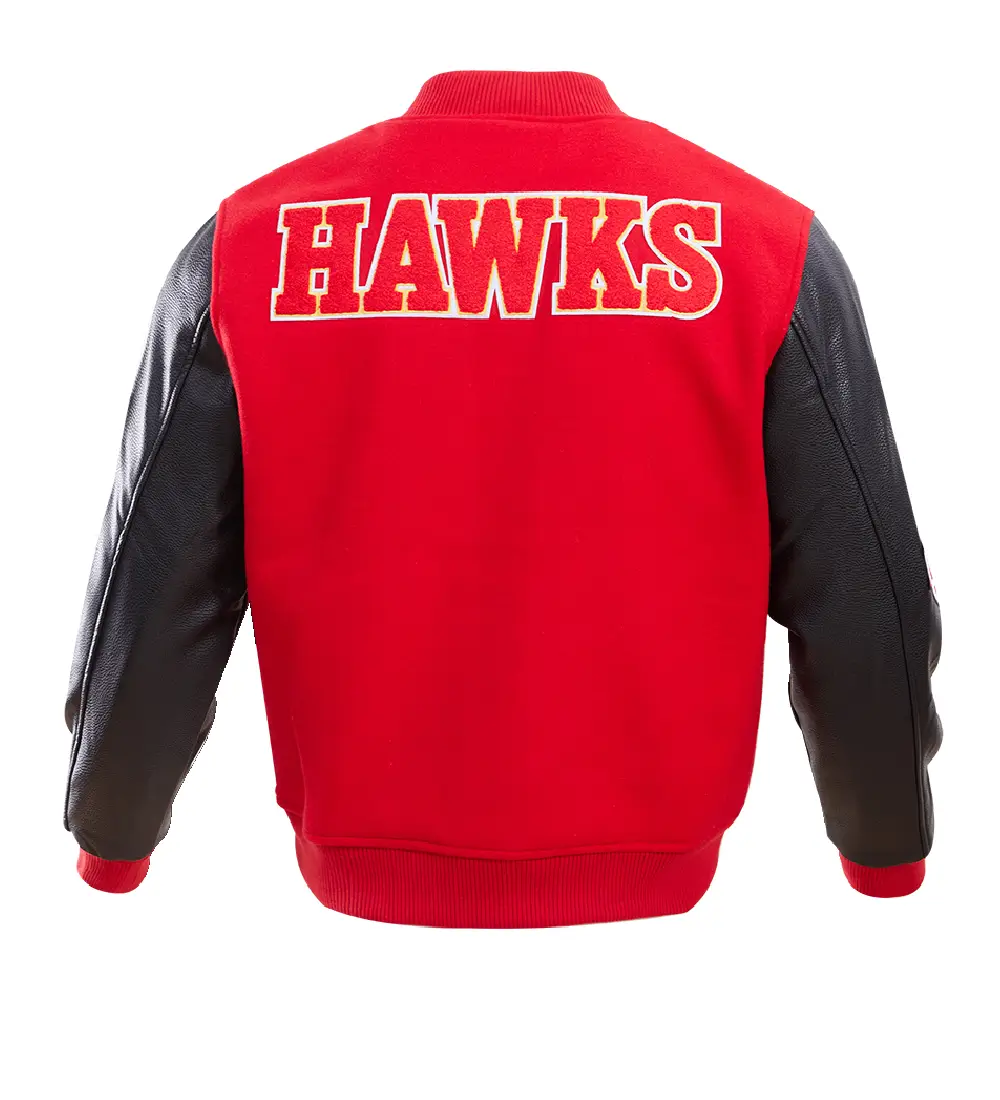 Alternative view of Atlanta Hawks Wool & Leather Varsity Jacket