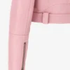 Baby Pink Luxe Cropped Leather Biker Jacket – Edgy Designer Elegance (2)