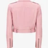 Baby Pink Luxe Cropped Leather Biker Jacket – Edgy Designer Elegance (3)