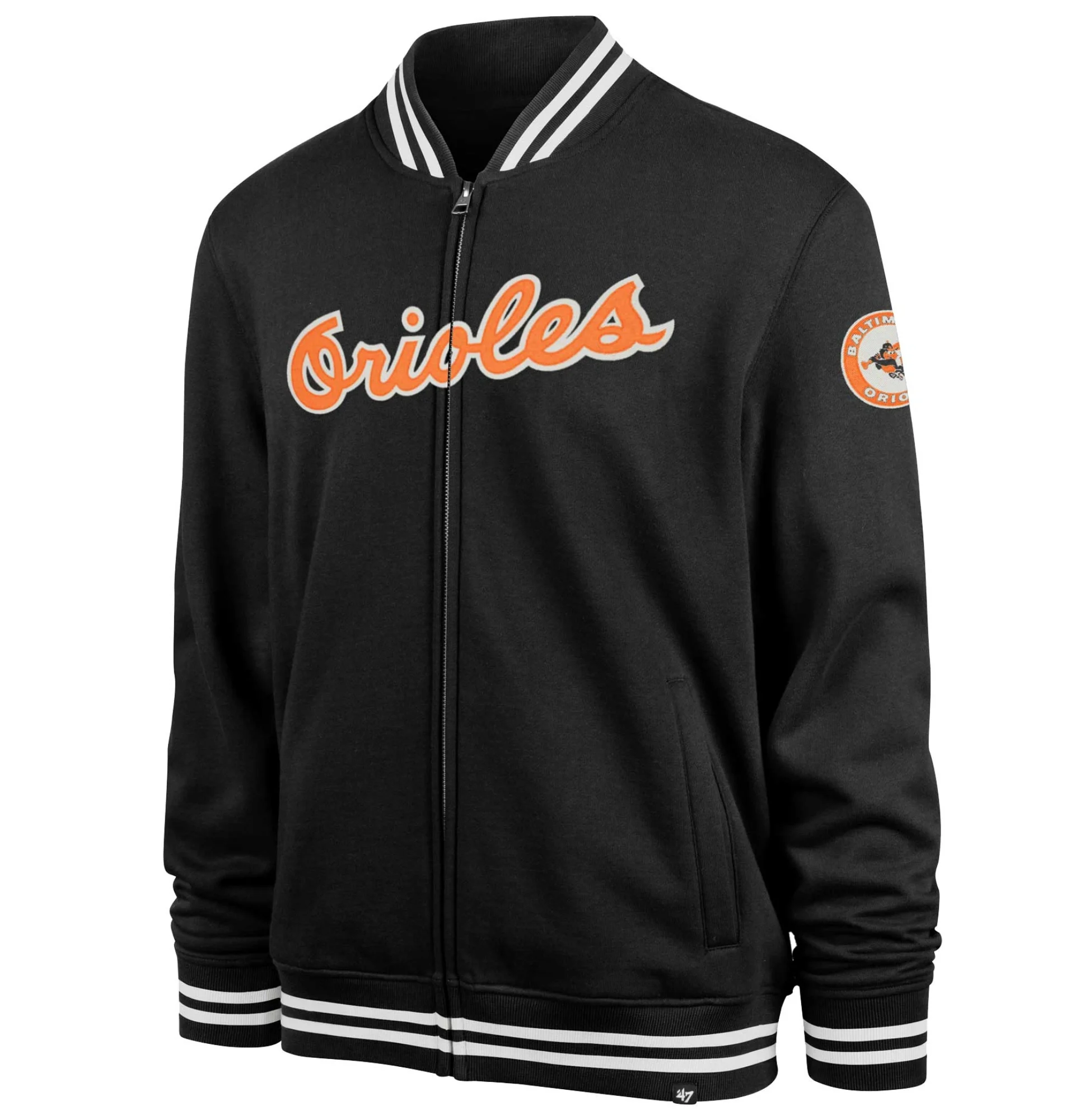Baltimore-Orioles-47-Black-Wax-Pack-Pro-Camden-Full-Zip-Varsity-Jacket-LeatherMoto (2)