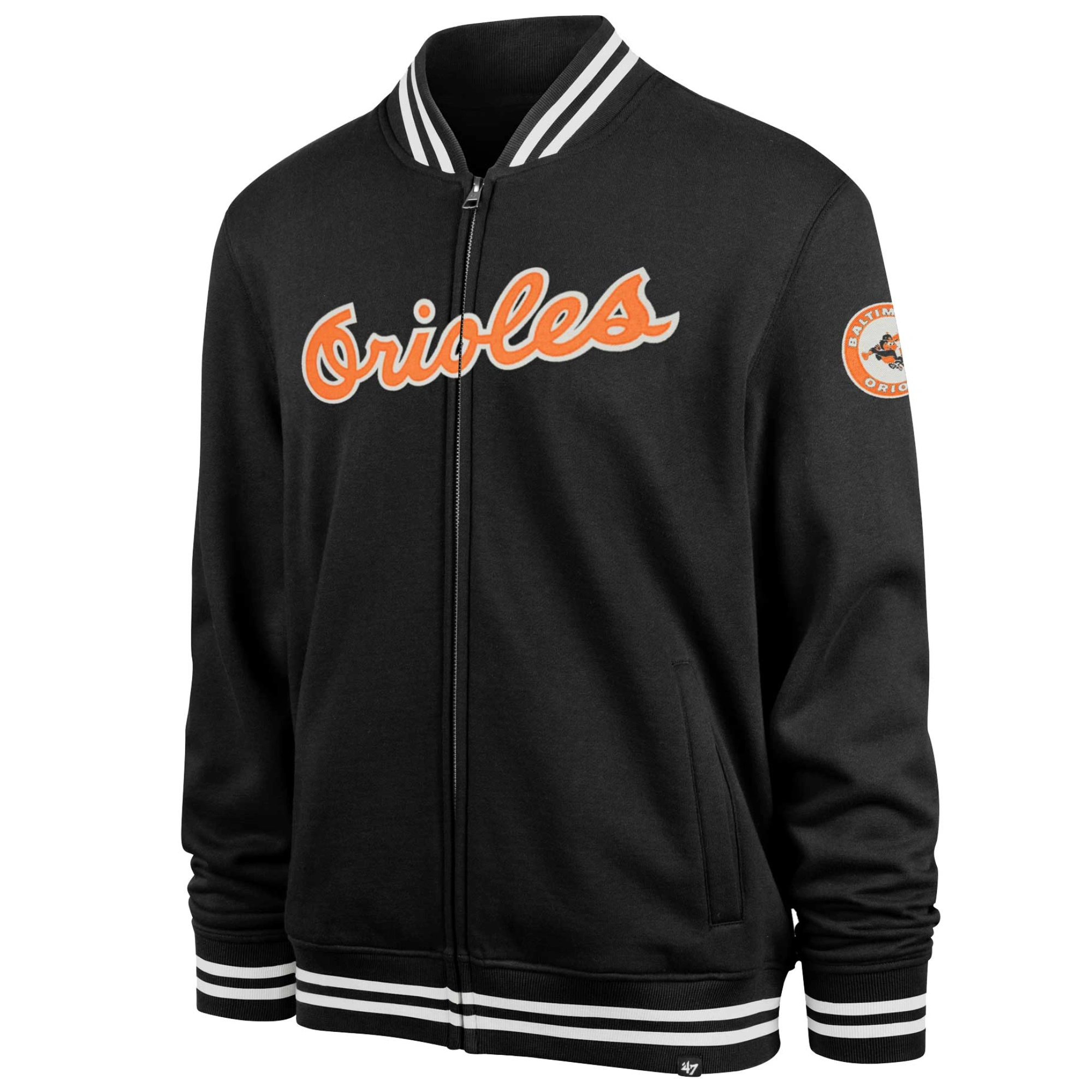Baltimore-Orioles-47-Black-Wax-Pack-Pro-Camden-Full-Zip-Varsity-Jacket-LeatherMoto (2)