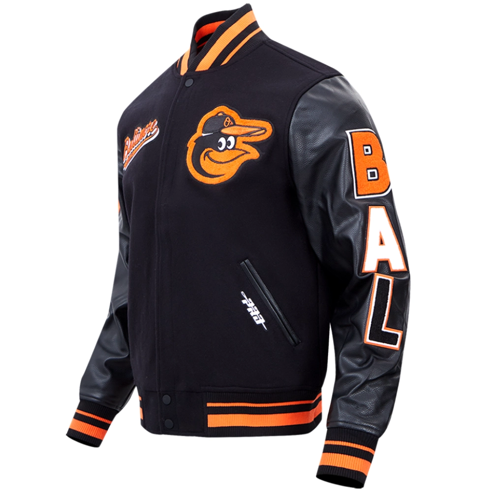Baltimore Orioles Baseball Team Players Wool Leather Varsity Jacket - Image 3