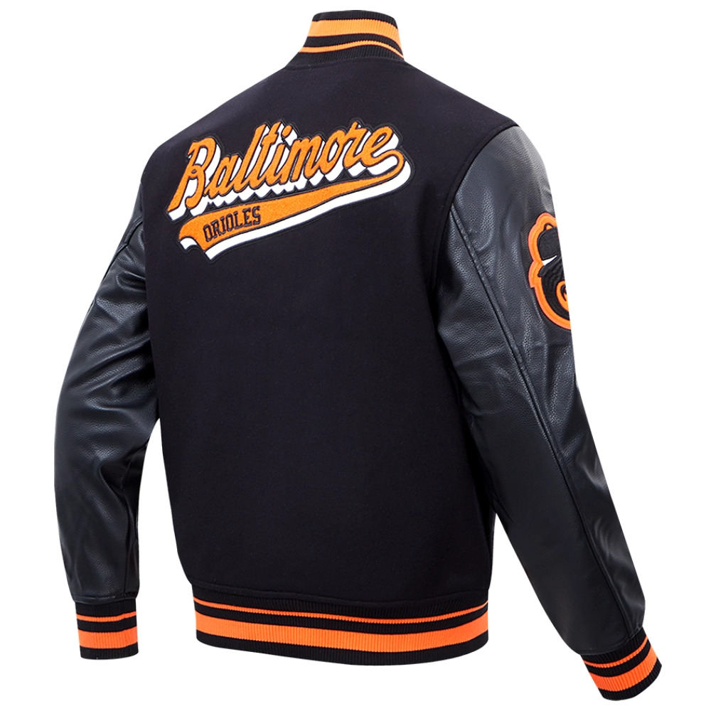 Baltimore Orioles Baseball Team Players Wool Leather Varsity Jacket - Image 4