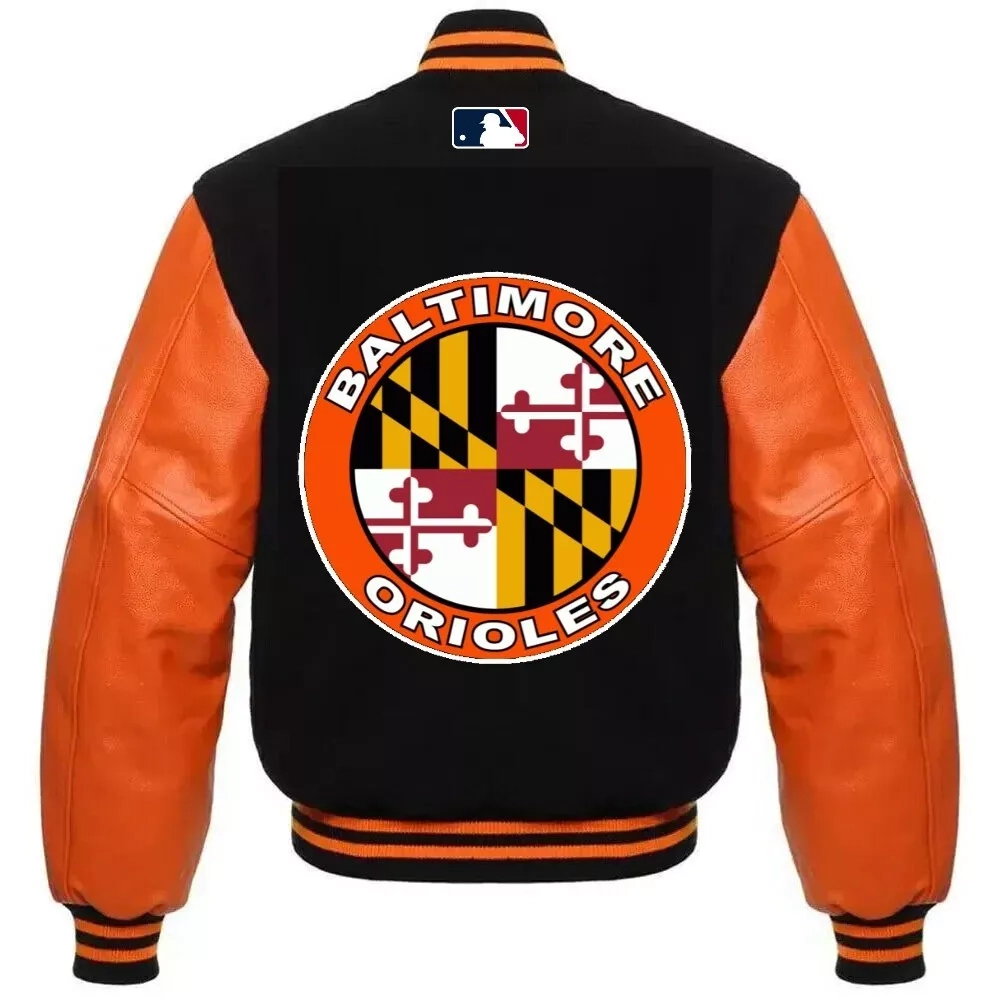 Baltimore-Orioles-Black-Orange-Rib-Knitted-Wool-Leather-Varsity-Jacket-LeatherMoto (1)
