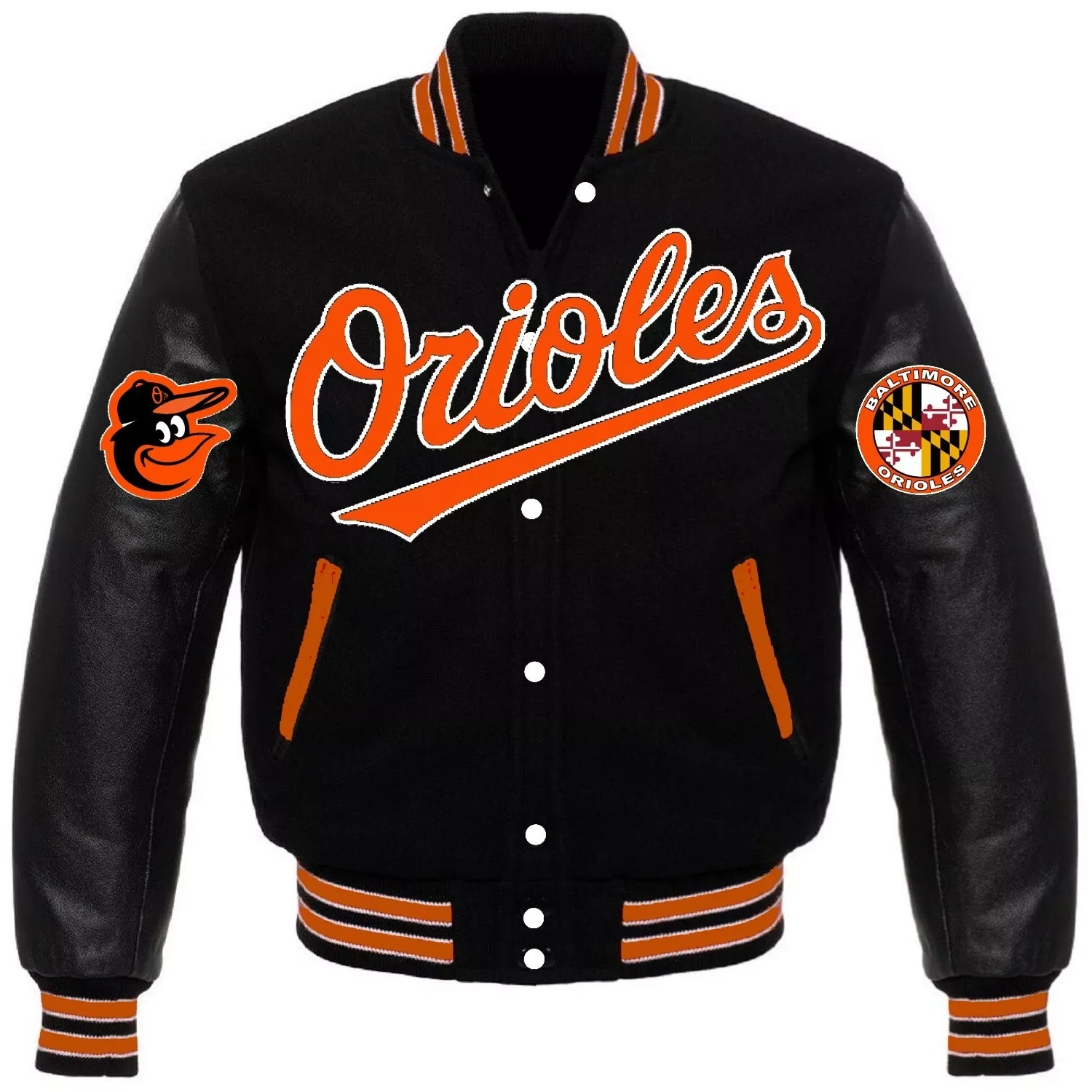 Baltimore-Orioles-Full-Snap-Black-Wool-Leather-Varsity-Jacket-LeatherMoto (1)