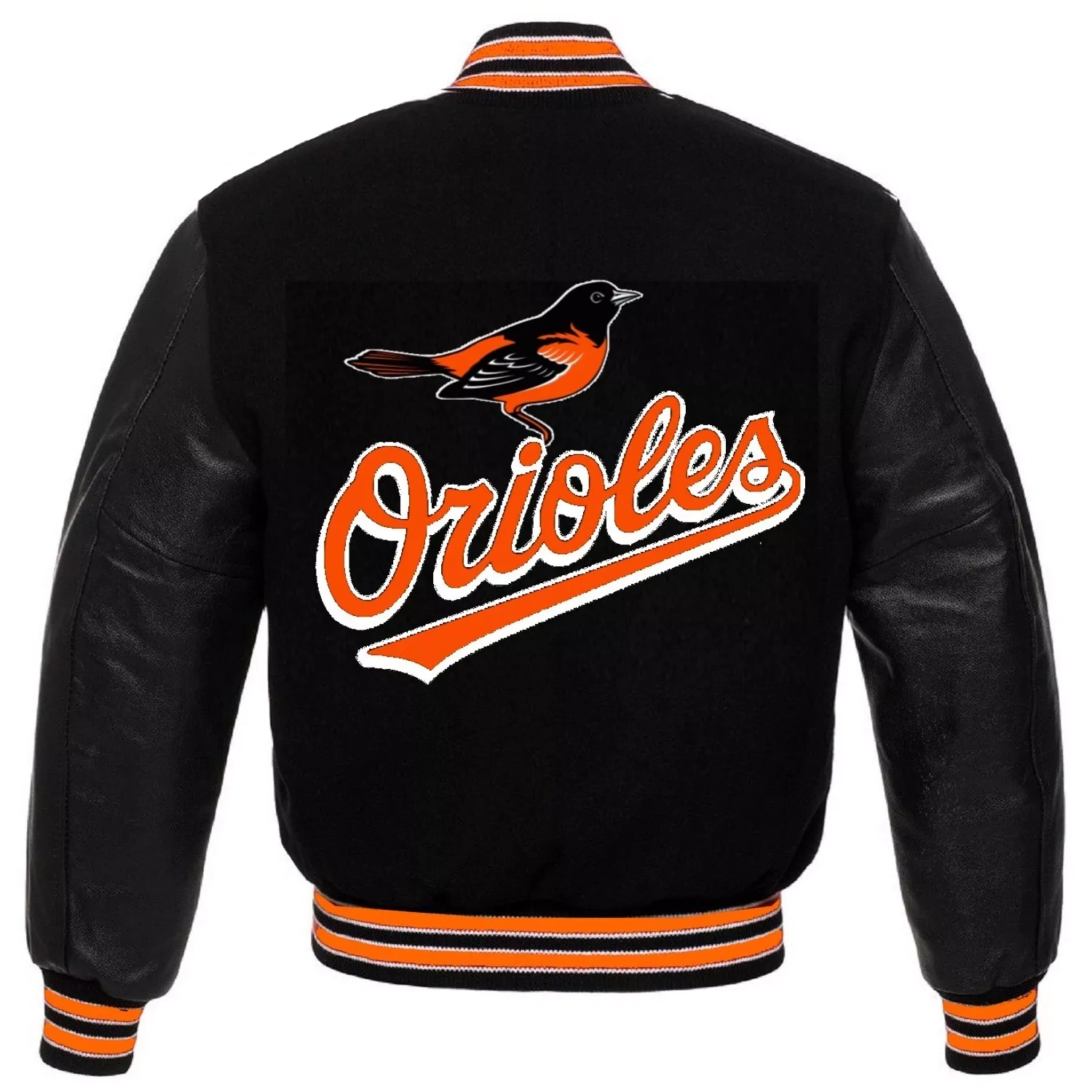 Baltimore-Orioles-Full-Snap-Black-Wool-Leather-Varsity-Jacket-LeatherMoto (2)