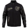Baltimore-Orioles-Pro-Standard-Black-Wool-Leather-Varsity-Jacket-leather moto 1