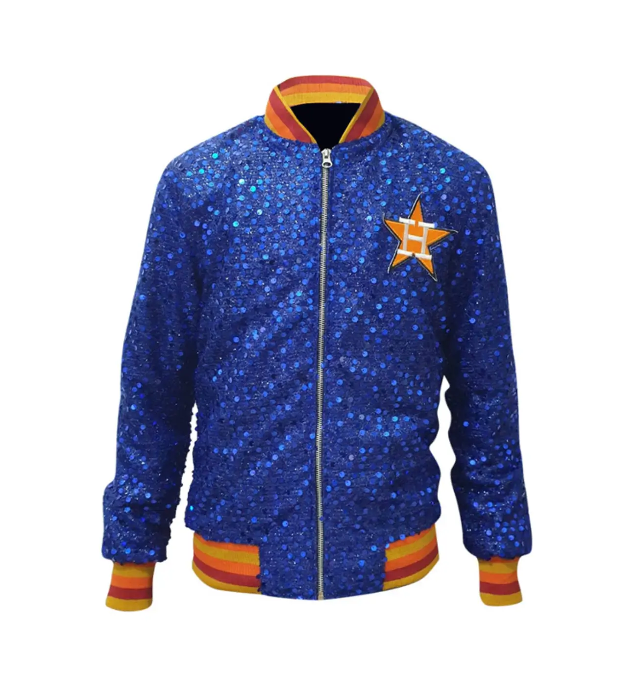 Baseball-Team-Houston-Astros-Sequin-Blue-Jacket-leather moto 1