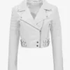 Blanca Edge Women's White Cropped Leather Biker Jacket (1)