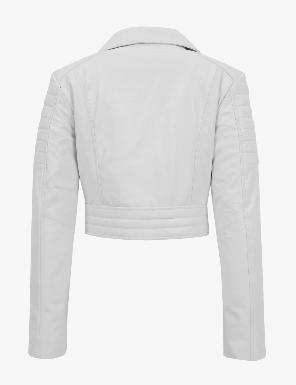 Blanca Edge Women's White Cropped Leather Biker Jacket (2)