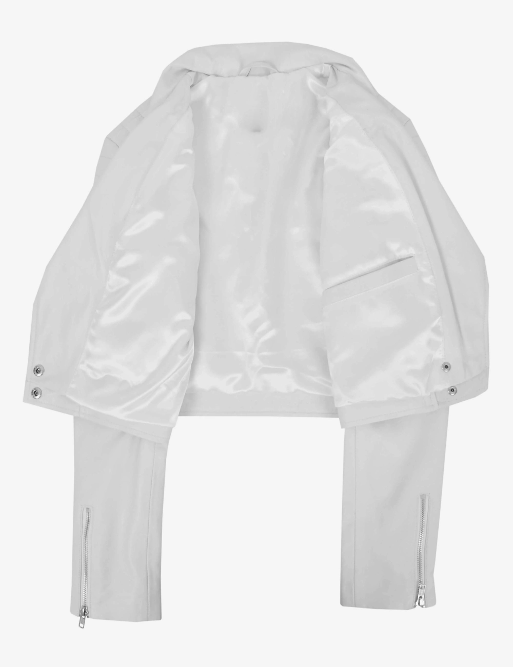 Blanca Edge Women's White Cropped Leather Biker Jacket (5)