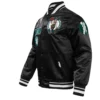 Boston Celtics Men’s Classic Rib-Knitted Black Varsity Jacket - Black - Image 2