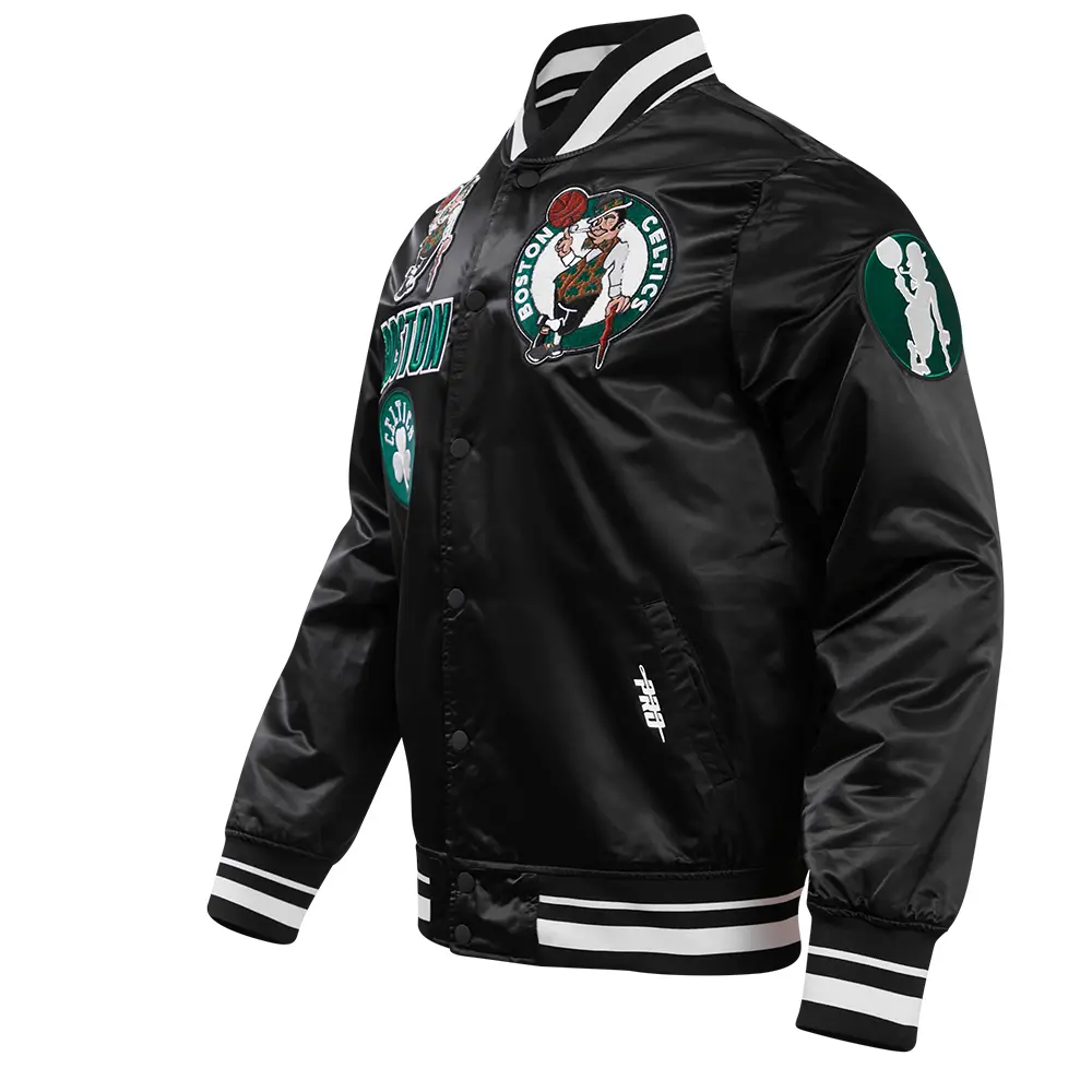Alternative view of Boston Celtics Men’s Classic Rib-Knitted Black Varsity Jacket - Black