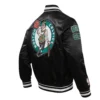 Boston Celtics Men’s Classic Rib-Knitted Black Varsity Jacket - Black - Image 3