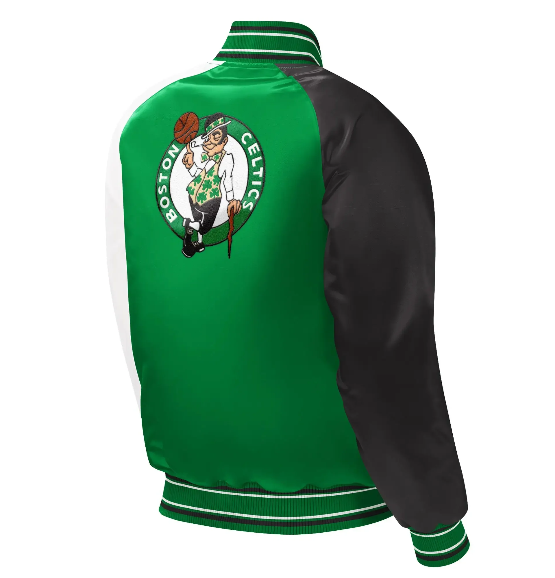 Alternative view of Boston Celtics Youth Starter Kelly Green Full-Snap Satin Varsity Jacket