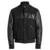 Boston-Red-Sox-Full-Snap-Black-Wool-Blend-Leather-Varsity-jacket-leather moto