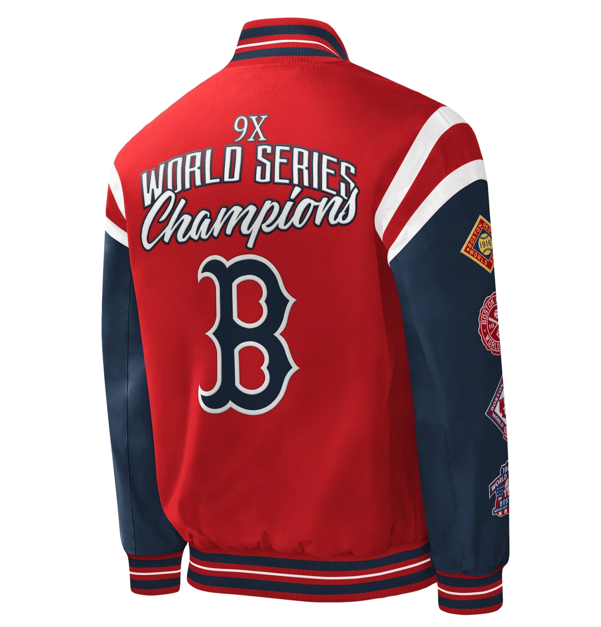 Boston-Red-Sox-G-III-Sports-by-Carl-Banks-Full-Snap-Satin-Varsity-Jacket-lether moto 2