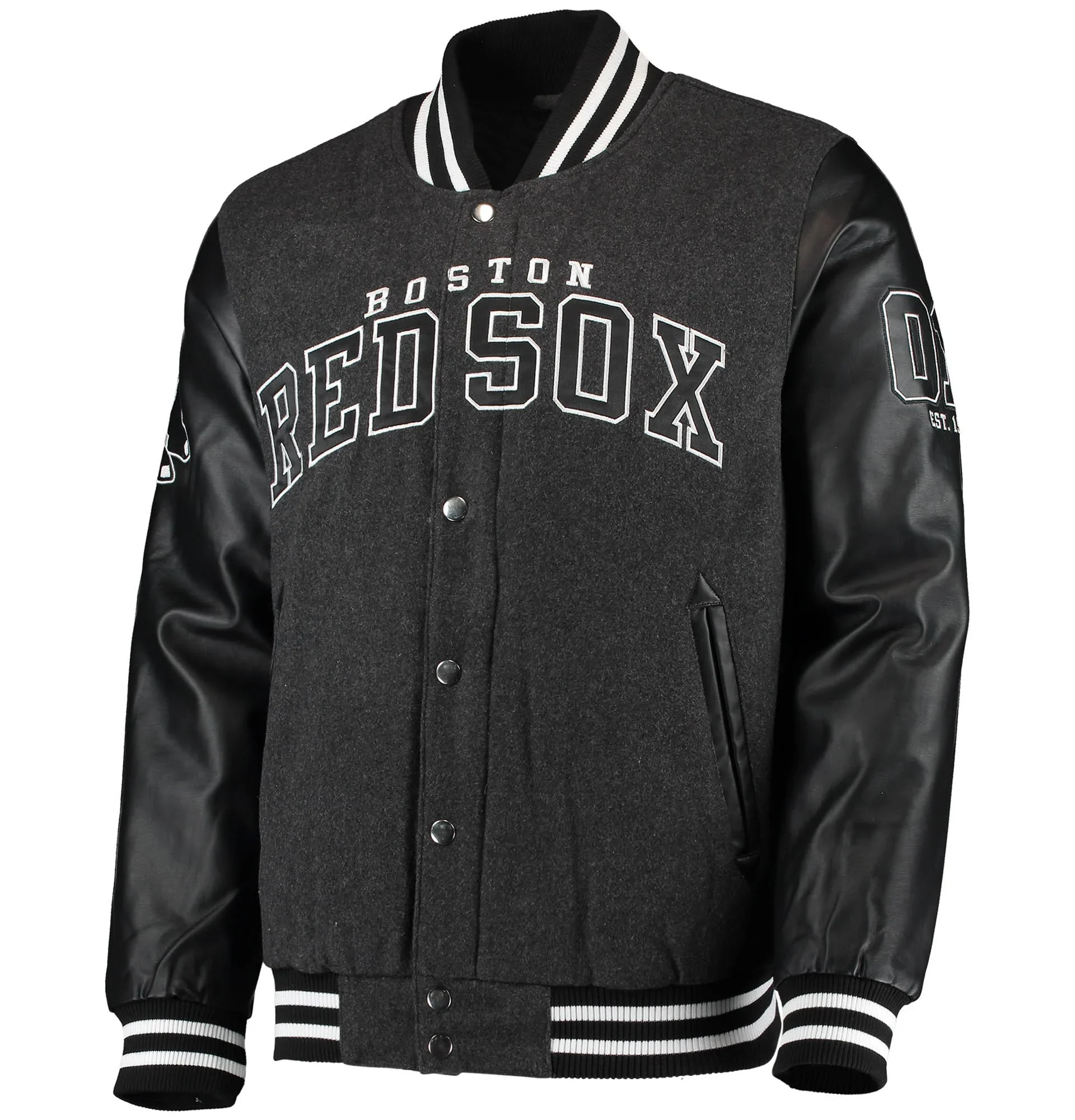 Boston-Red-Sox-G-III-Sports-by-Carl-Banks-Power-Play-Wool-Leather-Varsity-Jacket-leather moto 1