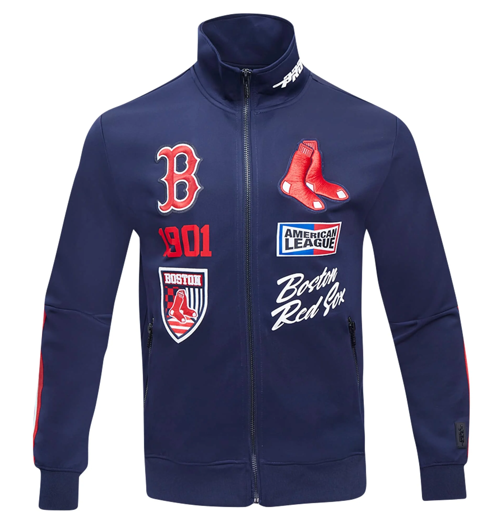 Boston-Red-Sox-Pro-Standard-Full-Zip-Stand-Up-Collar-Polyester-Varsity-Jacket-leather moto1