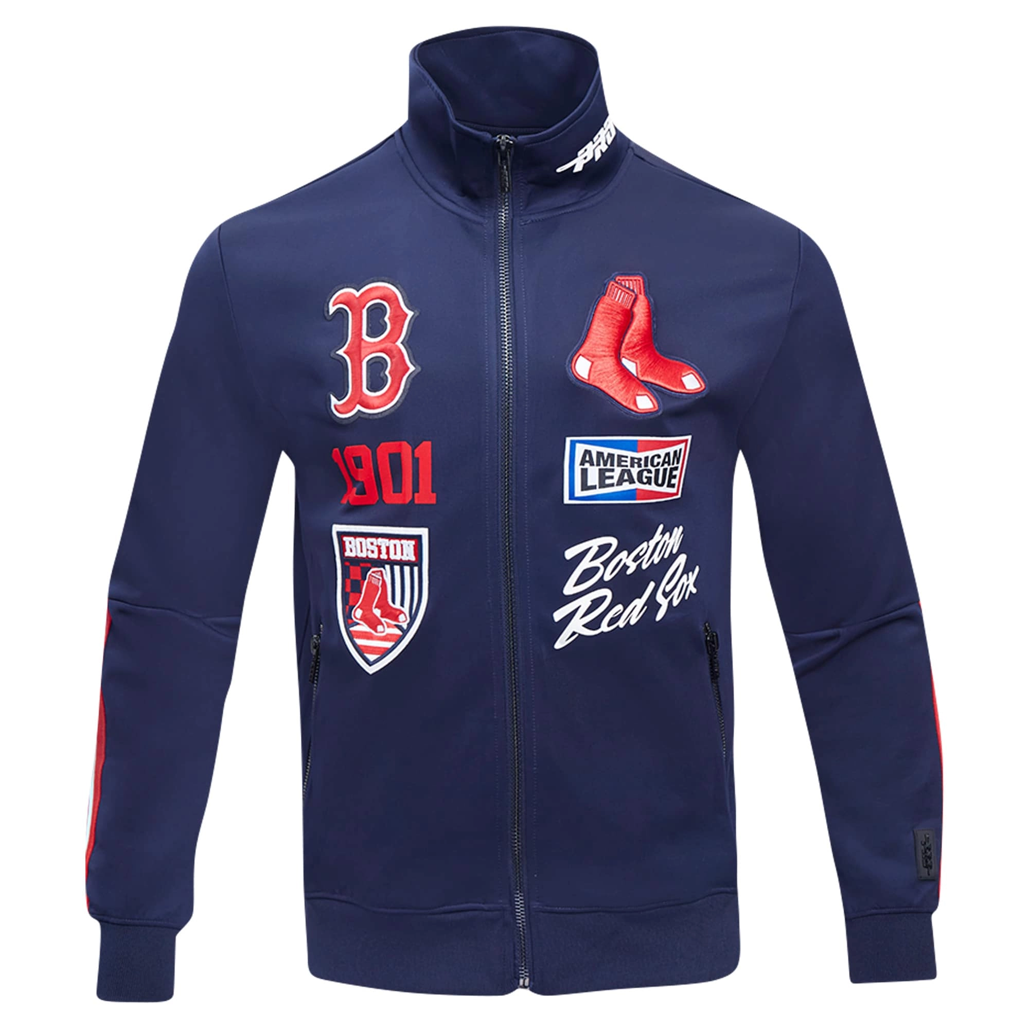 Boston-Red-Sox-Pro-Standard-Full-Zip-Stand-Up-Collar-Polyester-Varsity-Jacket-leather moto1