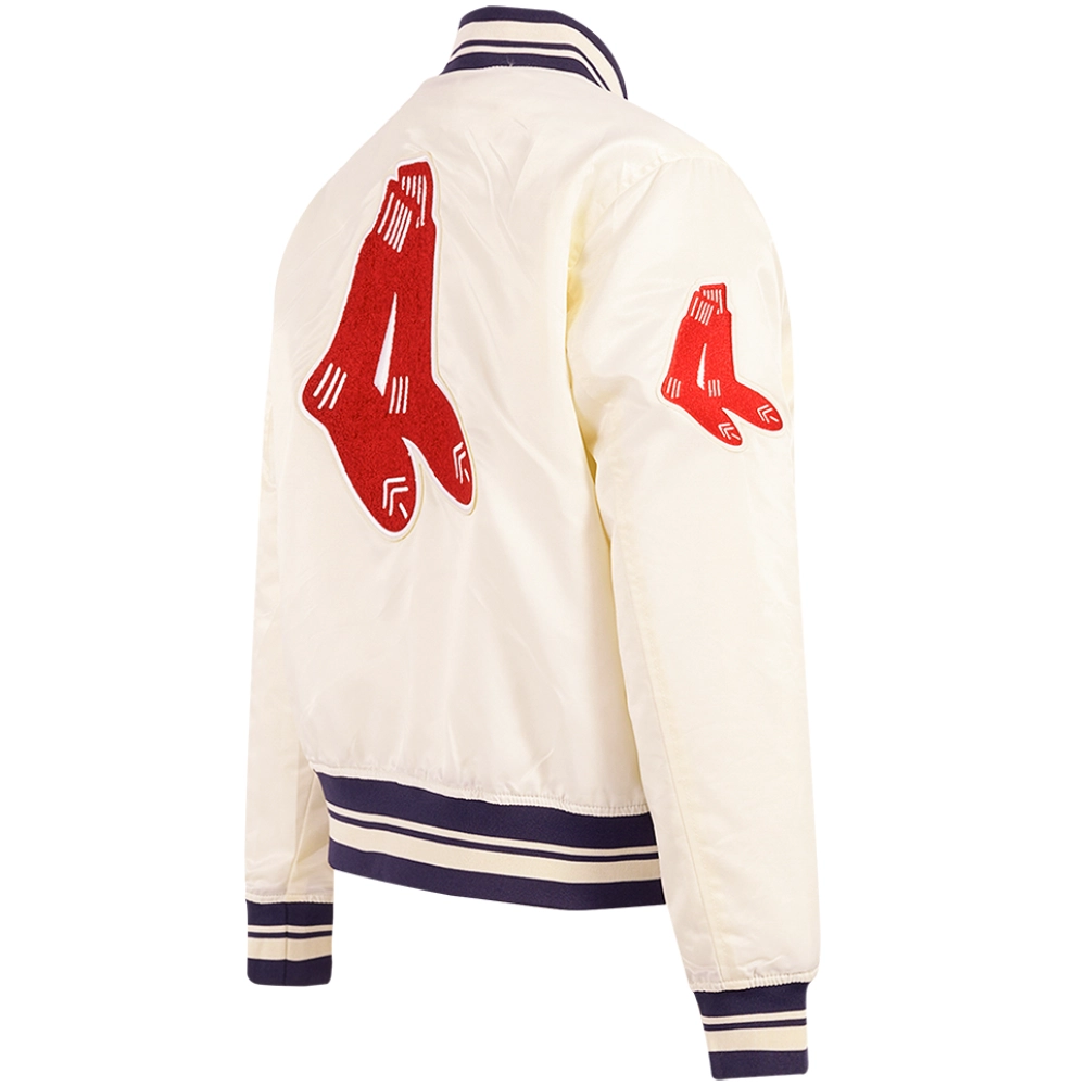 Boston-Red-Sox-Pro-Standard-Retro-Classic-Rib-knitted-Satin-Varsity-Jacket-leather moto 4