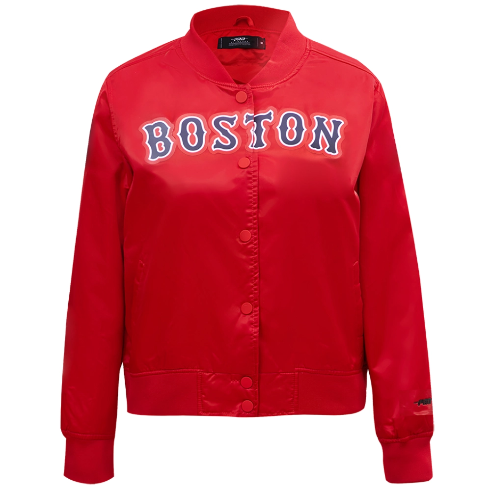 Boston-Red-Sox-Pro-Standard-Rib-Knitted-Full-Snap-Satin-Varsity-Red-Jacket-leather moto 1