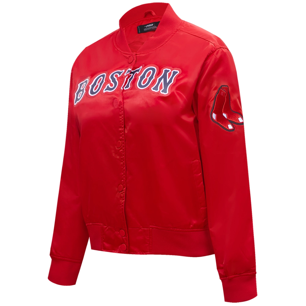 Boston-Red-Sox-Pro-Standard-Rib-Knitted-Full-Snap-Satin-Varsity-Red-Jacket-leather moto 3
