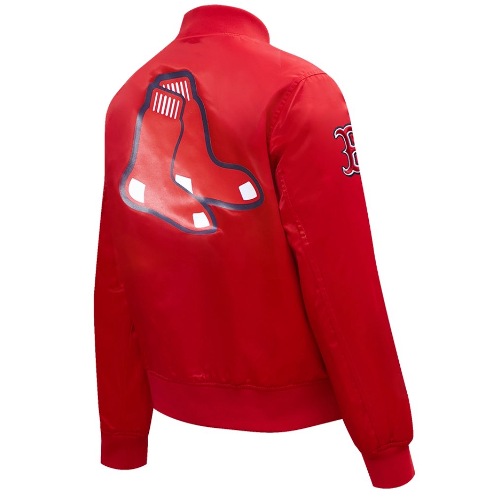 Boston-Red-Sox-Pro-Standard-Rib-Knitted-Full-Snap-Satin-Varsity-Red-Jacket-leather moto 4