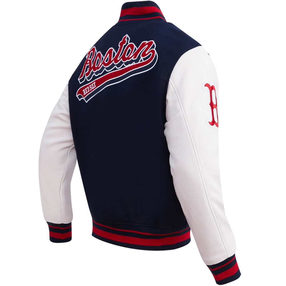 Boston-Red-Sox-Pro-Standard-Script-Tail-Rib-Knitted-Wool-Leather-Varsity-Jacket-leather moto 4