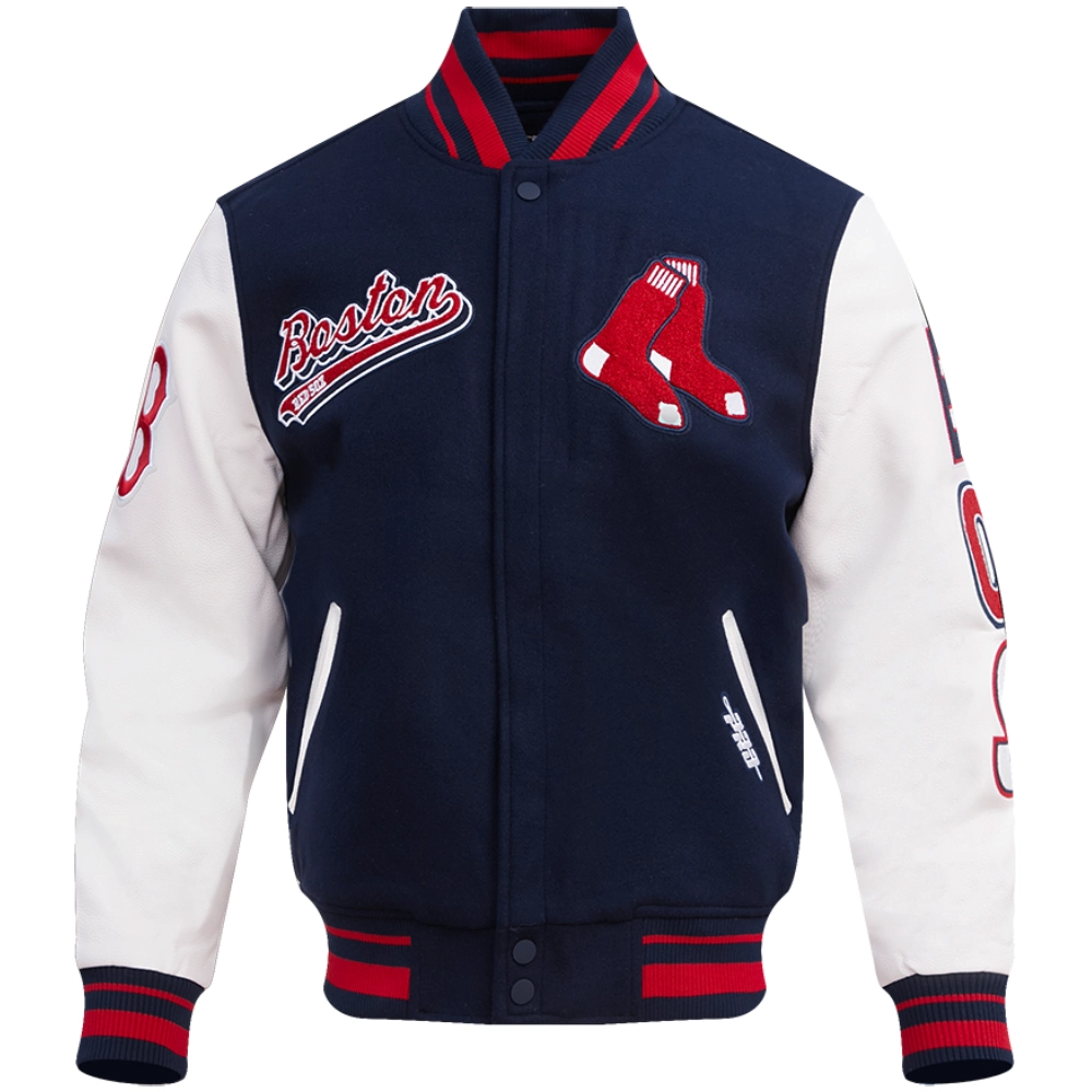 Boston-Red-Sox-Pro-Standard-Script-Tail-Rib-Knitted-Wool-Leather-Varsity-Jacket-leather moto1