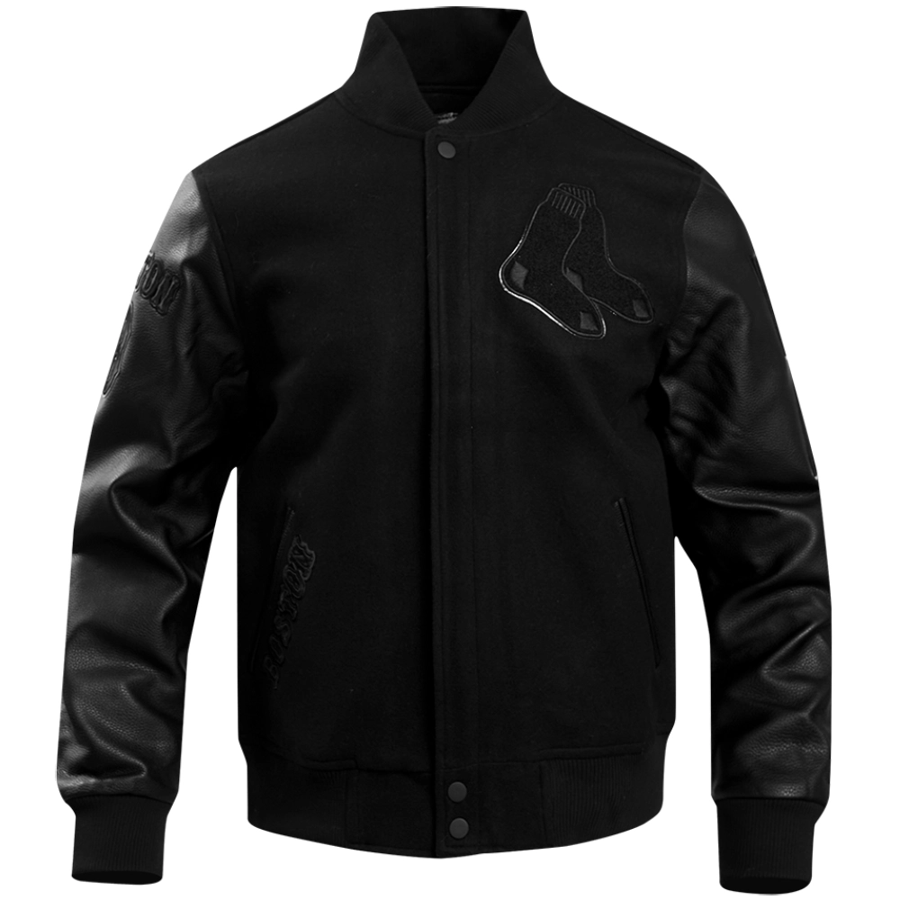 Boston-Red-Sox-Pro-Standard-Triple-Black-Wool-Leather-Varsity-Jacket-leather moto1