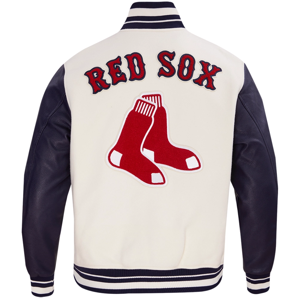 Boston-Red-Sox-Pro-Standard-Wool-Leather-Varsity-Jacket-Cream-Black-leather moto 2