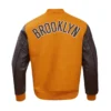 Brooklyn Nets Classic Brown Wool & Leather Varsity Jacket-LeatherMoto