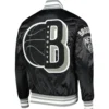 Brooklyn Nets Mash Up Satin Varsity Jacket - Black - Image 2