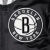 Brooklyn Nets Mash Up Satin Varsity Jacket - Black - Image 3
