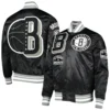 Brooklyn Nets Mash Up Satin Varsity Jacket - Black (4)