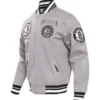 Brooklyn-Nets-Pro-Standard-Heather-Crest-Emblem-Full-Snap-Gray-Varsity-Jacket-LeatherMoto