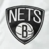 Brooklyn Nets Renegade Satin Varsity Jacket - White & Black Full-Snap LeatherMoto (4)