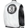 Brooklyn Nets Starter Fast Break Varsity Jacket Satin - Black/White - Image 2