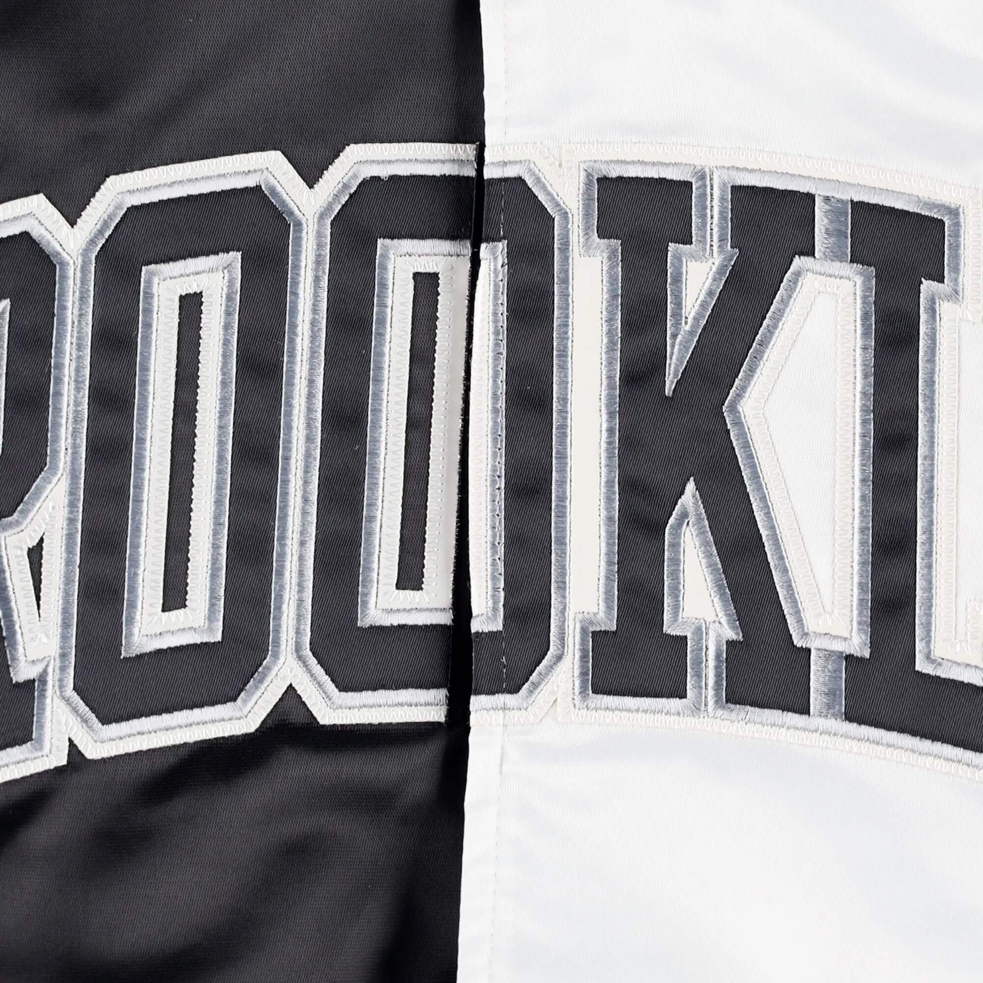 Brooklyn Nets Starter Fast Break Varsity Jacket Satin - Black/White - Image 3