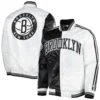 Brooklyn Nets Starter Fast Break Varsity Jacket Satin - Black/White - Image 4